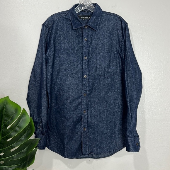 Coastal 9 • mens soft denim modern slim fit long sleeve button down shirt - Picture 1 of 8
